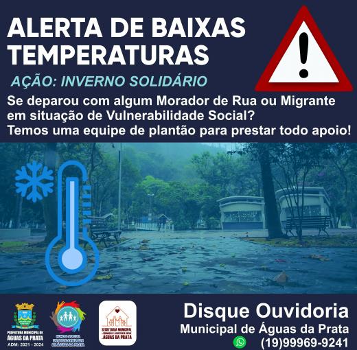 ALERTA DE BAIXAS TEMPERATURAS
