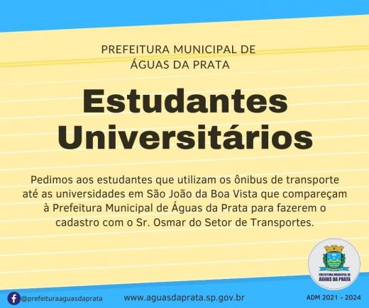 Cadastramento dos estudantes universitários que utilizam o ônibus para as universidades em SJBV