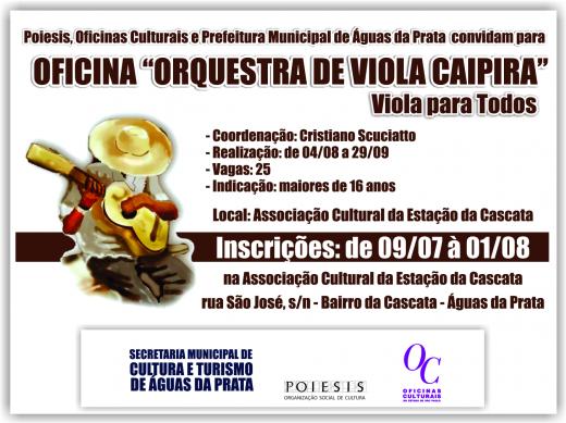 ASSOCIAÇÃO DA CASCATA PROMOVE OFICINA DE VIOLA CAIPIRA