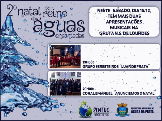 SÁBADO TEM MAIS DUAS APRESENTAÇÕES MUSICAIS NA GRUTA N.S. DE LOURDES
