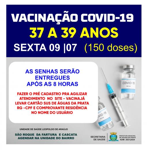 VACNINAÇÃO NESTA SEXTA-FEIRA 09/07