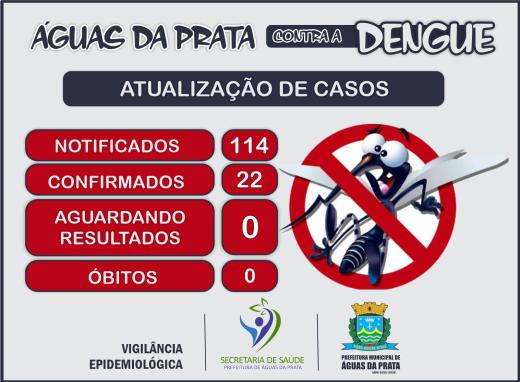 DENGUE: ÁGUAS DA PRATA JÁ REGISTRA 22 CASOS POSITIVOS DA DOENÇA