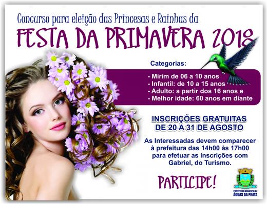 SECRETARIA DE TURISMO PREPARA A FESTA DA PRIMAVERA 2018