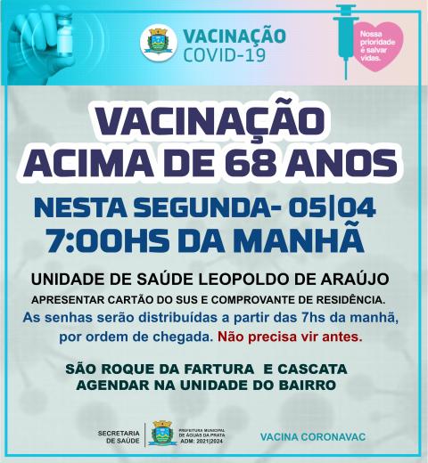 VACINAÇÃO PARA IDOSOS ACIMA DE 68 ANOS