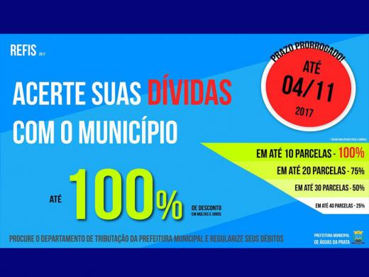 PRAZO PARA REFIZ 2017 FOI PRORROGADO ATÉ 04 DE NOVEMBRO