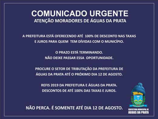 REFIS 2019 COM DESCONTOS DE ATÉ 100% EM TAXAS E MULTAS vai até dia 12