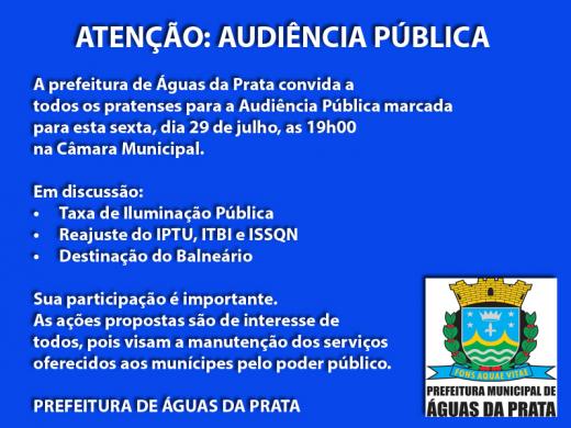 PREFEITURA CONVIDA PARA AUDIÊNCIA PÚBLICA NA CÂMARA MUNICIPAL