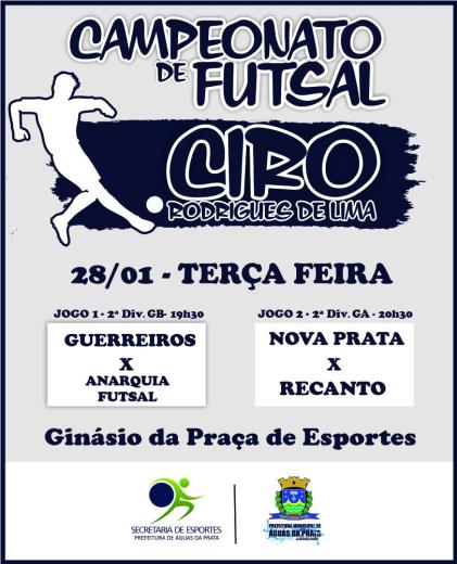 “CIRO RODRIGUES” TEM SEQUÊNCIA DE JOGOS NESTA TERÇA COM DUAS PARTIDAS