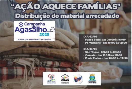 “AÇÃO AQUECE FAMÍLIAS” VAI DISTRIBUIR AGASALHOS E COBERTORES ARRECADADOS NA CAMPANHA