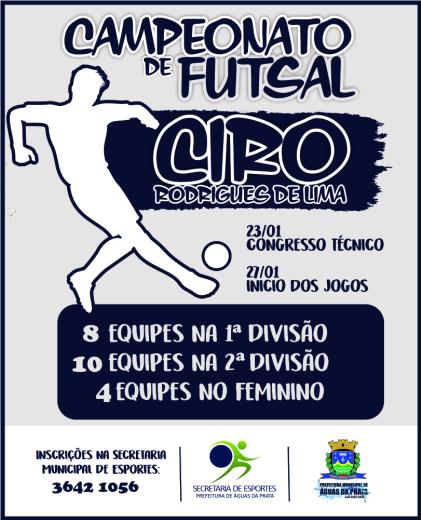 SECRETARIA DE ESPORTES PROMOVE CAMPEONATO DE FUTSAL