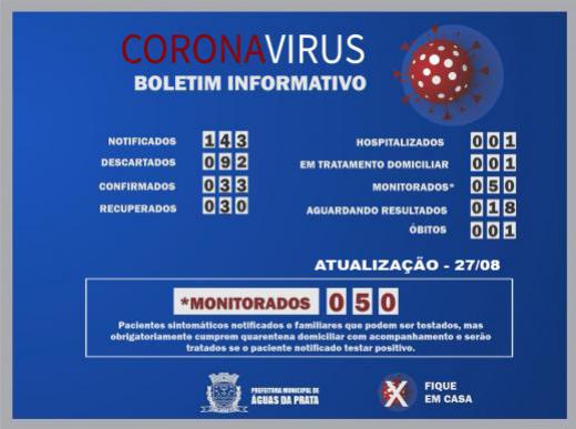 PREFEITURA DE ÁGUAS DA PRATA ATUALIZA OS NÚMEROS DA COVID 19