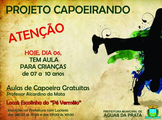 HOJE TEM AULA DE CAPOEIRA DE GRAÇA NO \