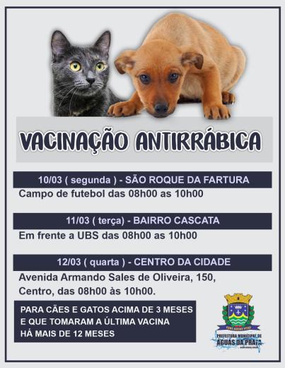 VACINAÇÃO ANTIRRÁBICA TEM ALTERAÇÃO DE DATA POR CONTA DO CARNAVAL