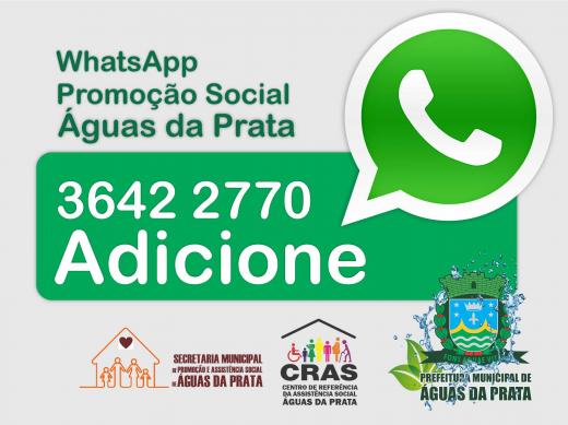 CRAS DE ÁGUAS DA PRATA DISPONIBILIZA CONTATO EM WHATS APP