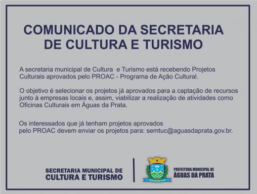 SECRETARIA DE CULTURA RECEBE PROJETOS PARA CAPTAÇÃO DE RECURSOS