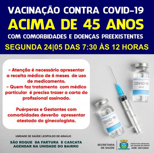 Vacinação 45 anos com comorbidades
