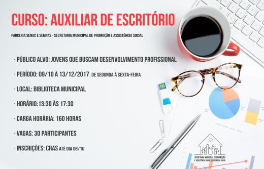 PREFEITURA E SENAC PROMOVEM CURSO DE AUXILIAR DE ESCRITÓRIO