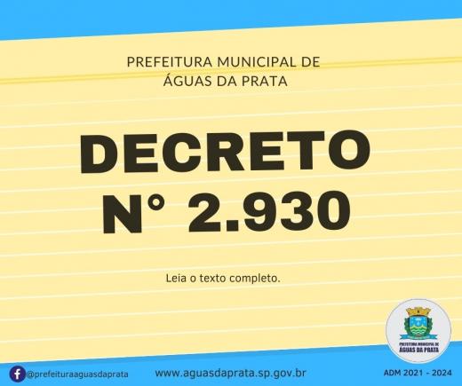 Decreto N° 2.930 de 25 de janeiro de 2021