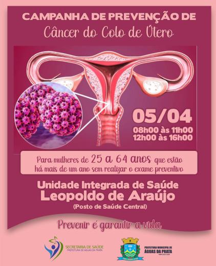 SECRETARIA DE SAÚDE REALIZA CAMPANHA DE PREVENÇÃO DE CÂNCER DO COLO DE ÚTERO