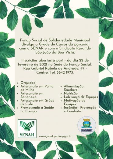 Inscrições para os Cursos da parceria do FSSM com o SENAR